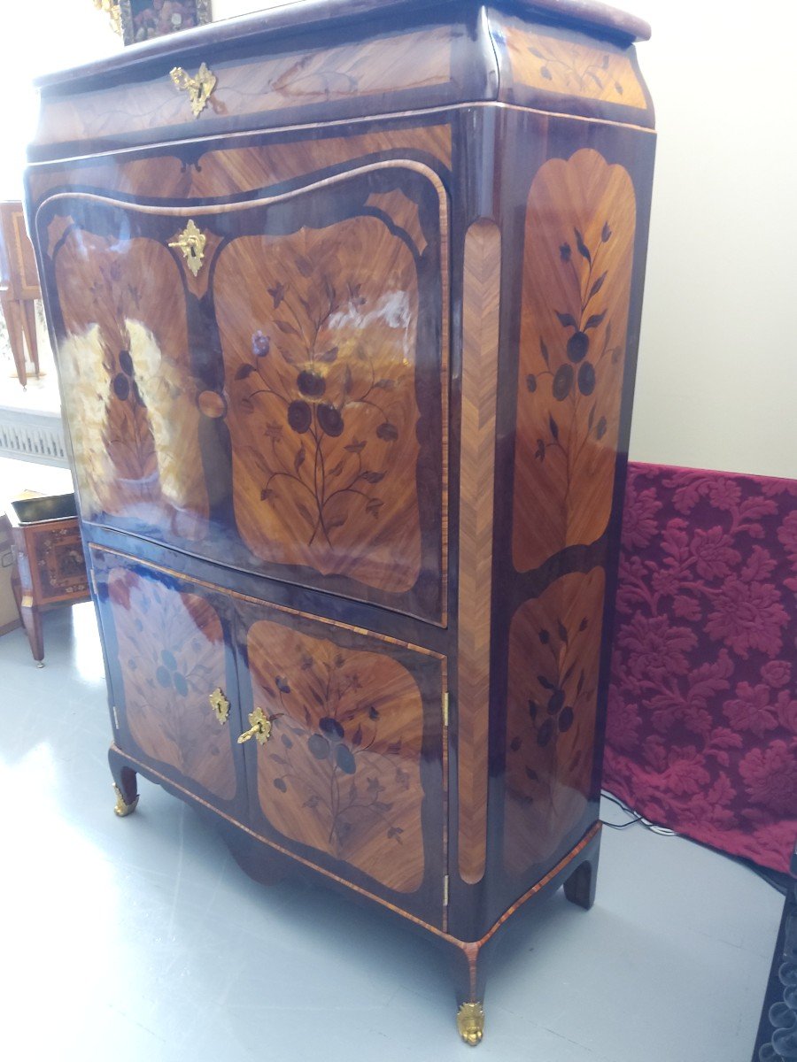 Secretary In Marquetry D Louis XV Period-photo-2